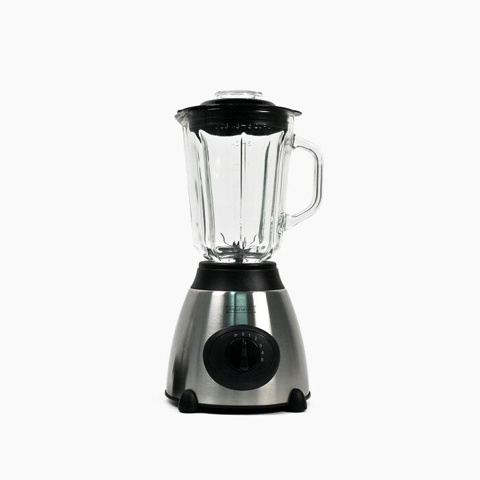 blender Električni blender Royalty Line sive i crne boje s provisdnom posudom.